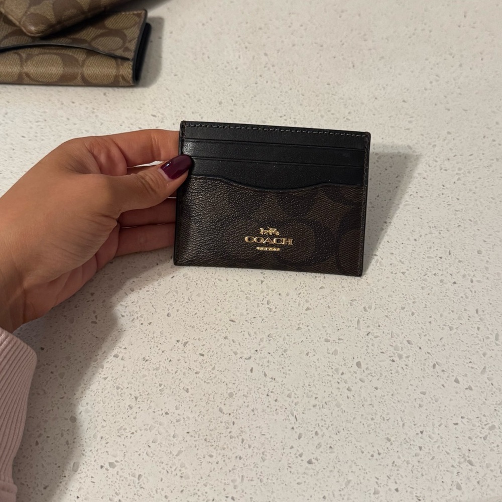 Coach Signature Black and Brown Card Holder